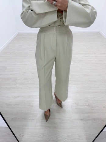 PANTALÓN DE VESTIR DOBLE BOTÓN - BEIGE