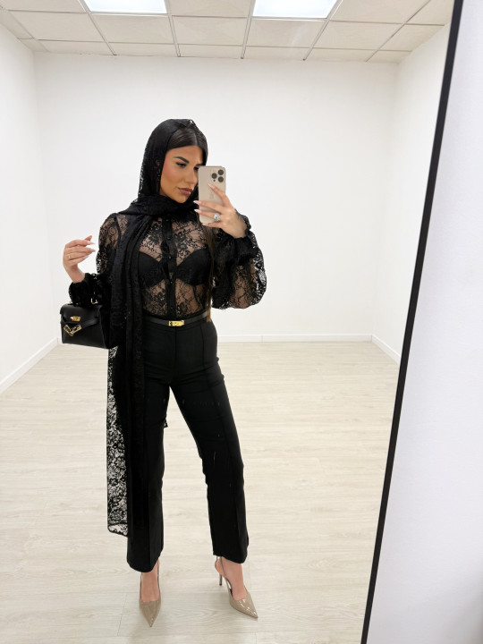 CAMISA ENCAJE PREMIUM - NEGRA