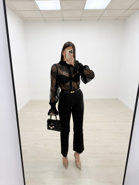 CAMISA ENCAJE PREMIUM - NEGRA