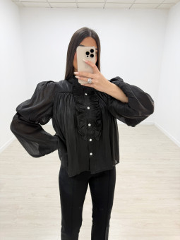 CAMISA JOYA SATINADA - NEGRA