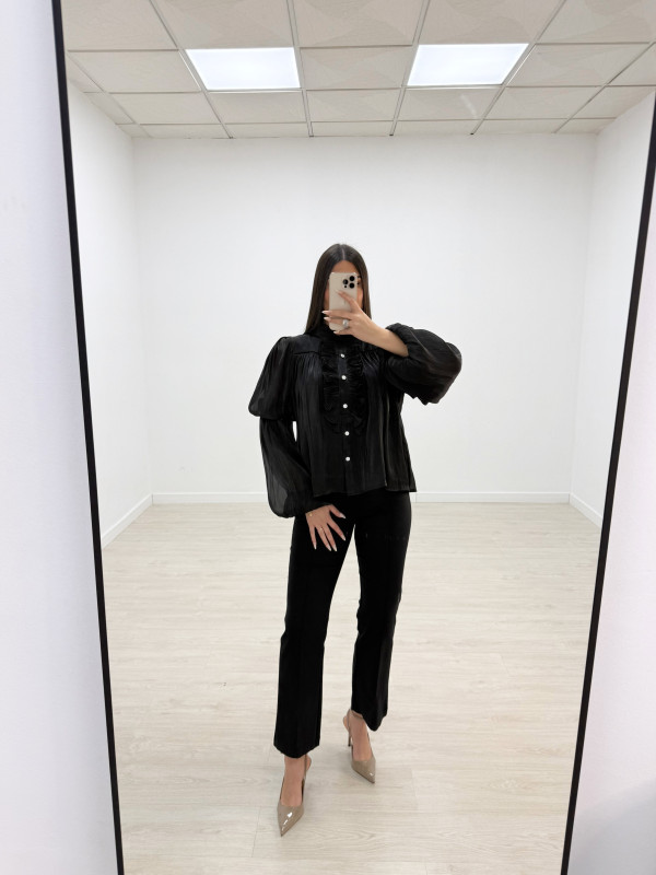 CAMISA JOYA SATINADA - NEGRA