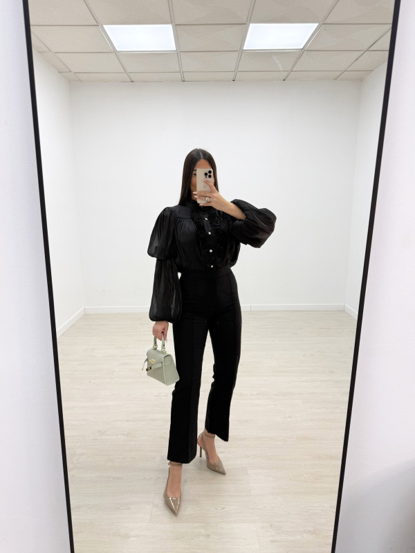 CAMISA JOYA SATINADA - NEGRA