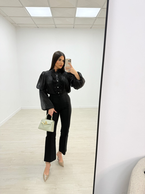 CAMISA JOYA SATINADA - NEGRA