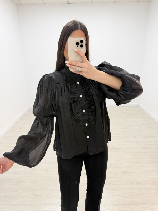 CAMISA JOYA SATINADA - NEGRA