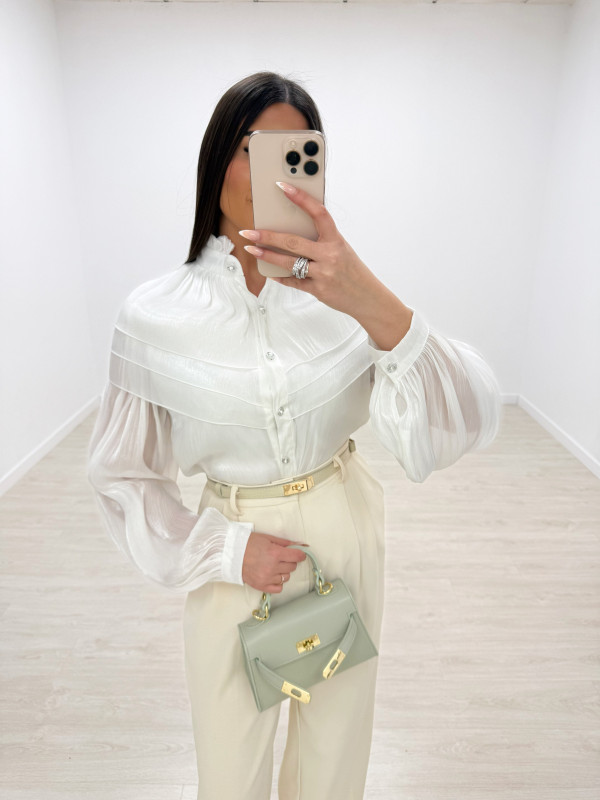 CAMISA SATINADA PREMIUM - BLANCA