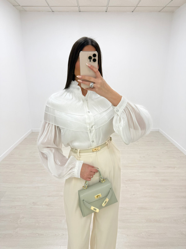 CAMISA SATINADA PREMIUM - BLANCA