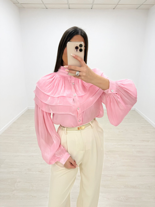 CAMISA SATINADA PREMIUM - ROSA