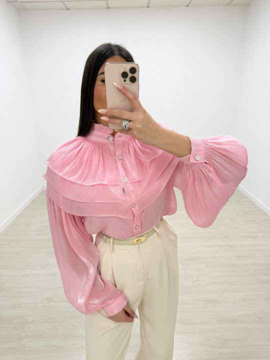 CAMISA SATINADA PREMIUM - ROSA