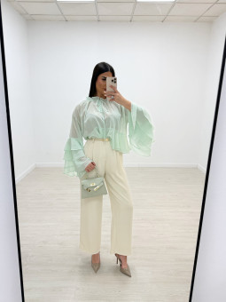 BLUSA CAPA GASA - VERDE AGUA