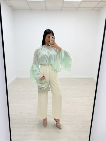 BLUSA CAPA GASA - VERDE AGUA
