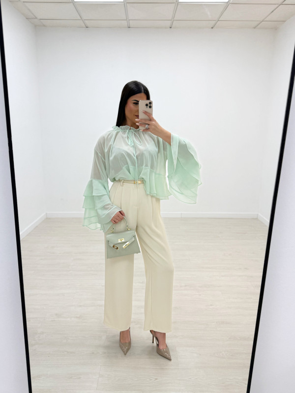 BLUSA CAPA GASA - VERDE AGUA