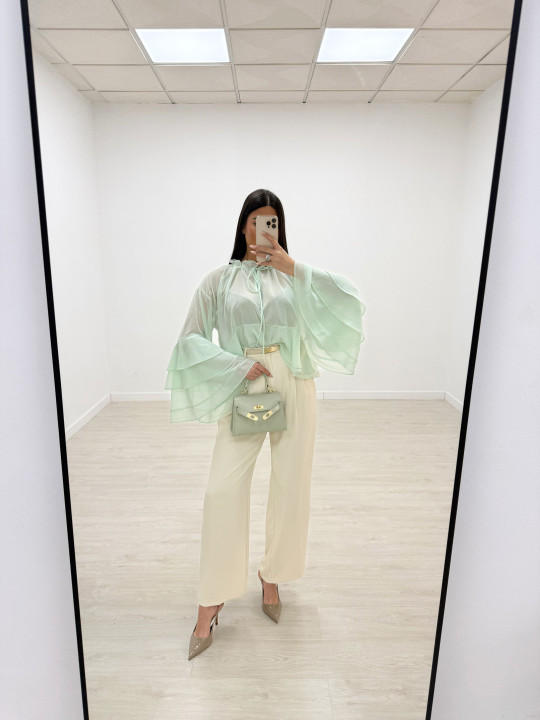 BLUSA CAPA GASA - VERDE AGUA