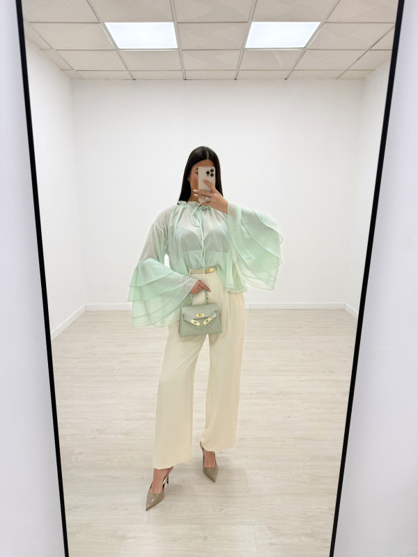 BLUSA CAPA GASA - VERDE AGUA