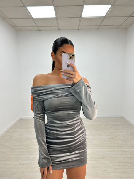 VESTIDO KAREN TERCIOPELO GRIS