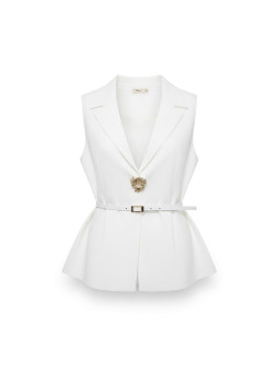 CHALECO DETALLE CINTURÓN - BLANCO