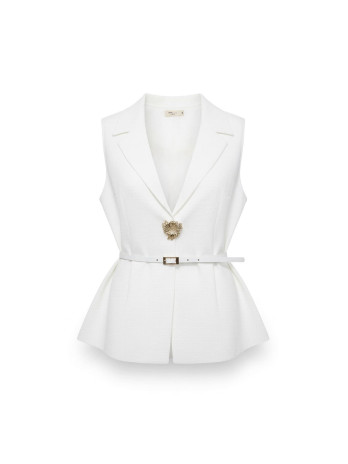 CHALECO DETALLE CINTURÓN - BLANCO