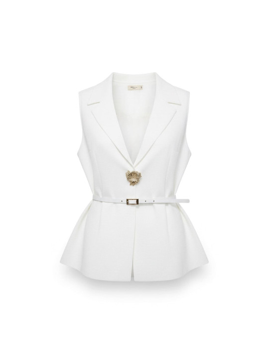 CHALECO DETALLE CINTURÓN - BLANCO