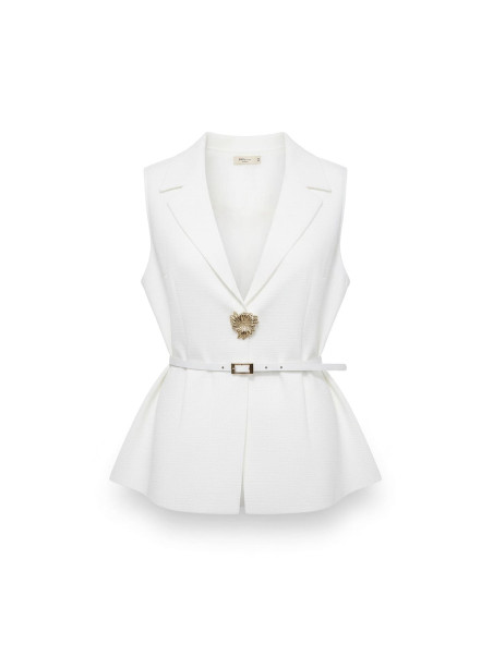 CHALECO DETALLE CINTURÓN - BLANCO