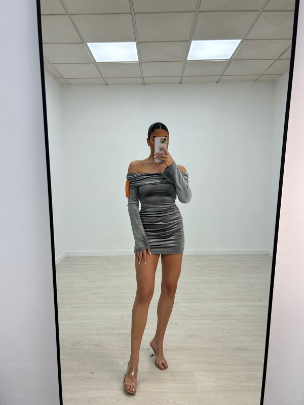 VESTIDO KAREN TERCIOPELO GRIS