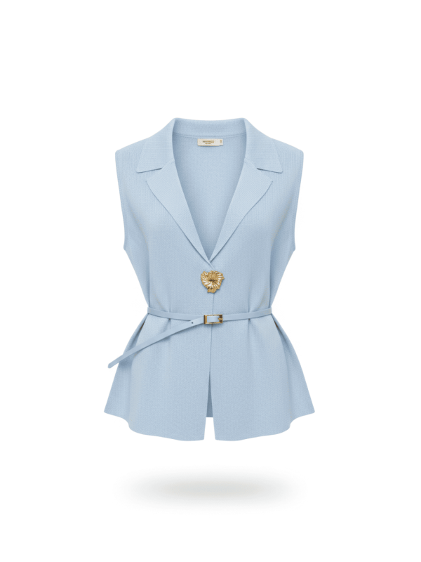 CHALECO DETALLE CINTURÓN - CELESTE