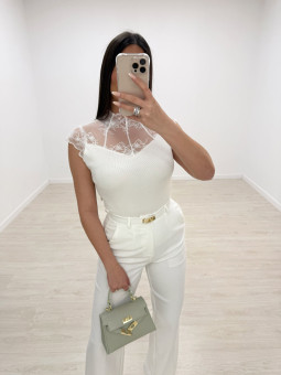 TOP PUNTO COMBINADO ENCAJE - BLANCO