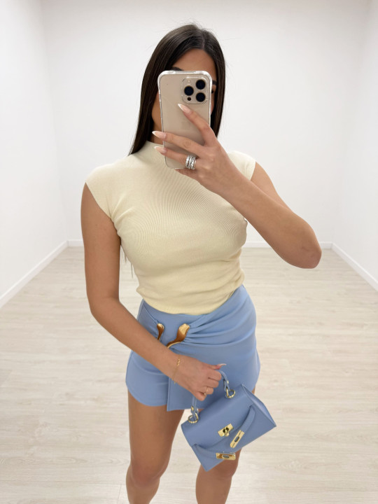 FALDA PANTALÓN DETALLE - CELESTE