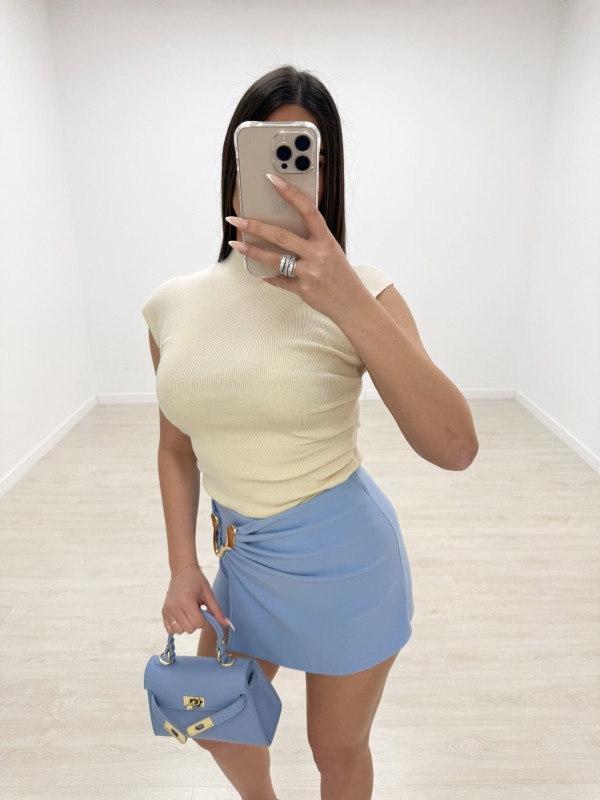 FALDA PANTALÓN DETALLE - CELESTE