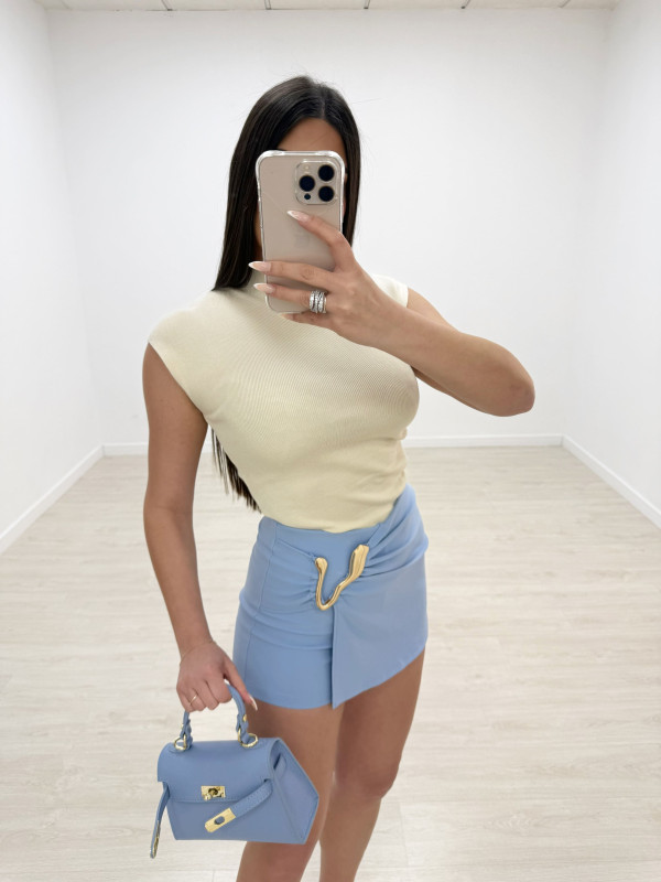 FALDA PANTALÓN DETALLE - CELESTE