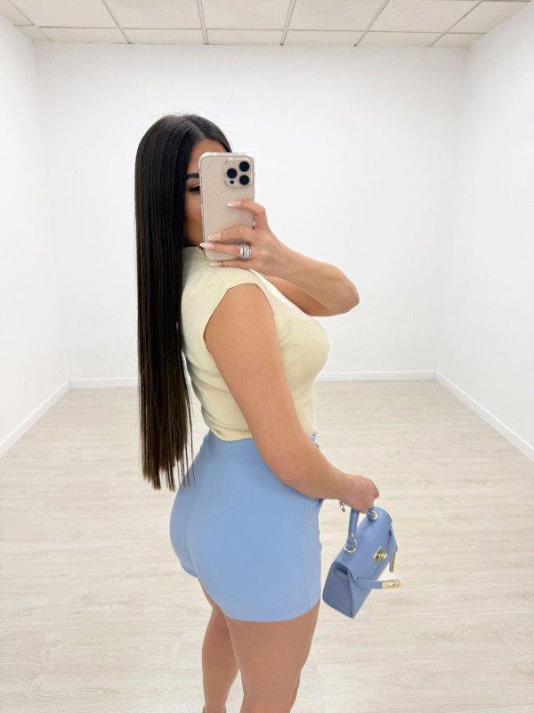 FALDA PANTALÓN DETALLE - CELESTE