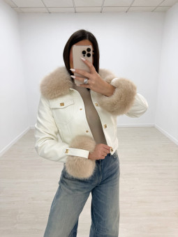 CHAQUETA PIEL + PELO BLANCA