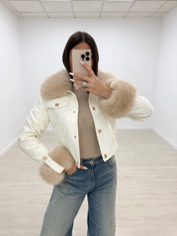 CHAQUETA PIEL + PELO BLANCA