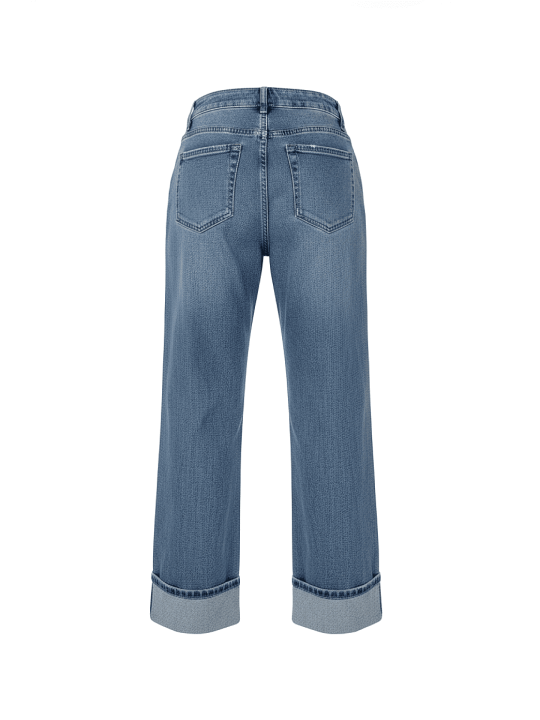 PANTALÓN VAQUERO DOBLADILLO - CLARO
