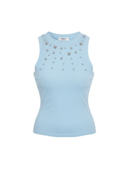 TOP TACHAS ALGODÓN - CELESTE