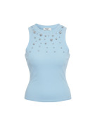 TOP TACHAS ALGODÓN - CELESTE