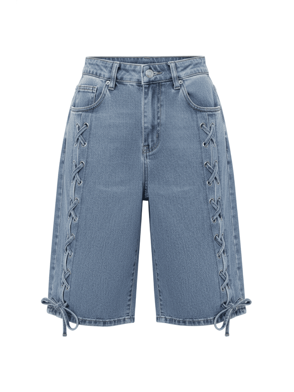 PANTALÓN VAQUERO BERMUDA CUERDAS