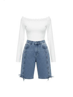 PANTALÓN VAQUERO BERMUDA CUERDAS