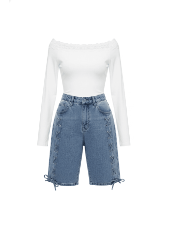 PANTALÓN VAQUERO BERMUDA CUERDAS