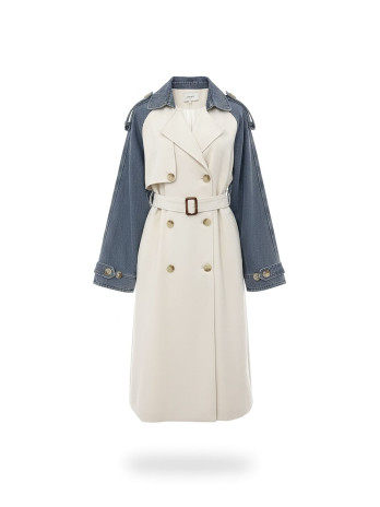 GABARDINA COMBINADA DENIM PREMIUM - CREMA