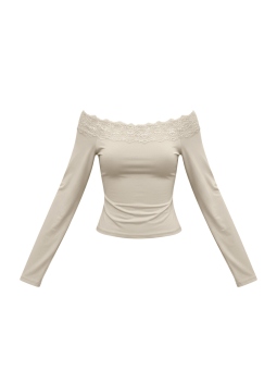 TOP ESCOTE BARCO ENCAJE - BEIGE