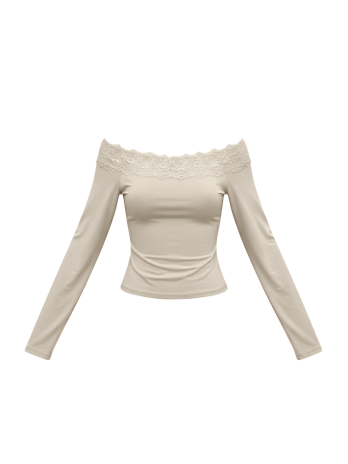 TOP ESCOTE BARCO ENCAJE - BEIGE