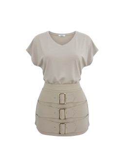 FALDA PANTALÓN HEBILLAS PREMIUM - BEIGE