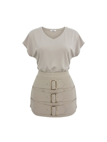 FALDA PANTALÓN HEBILLAS PREMIUM - BEIGE