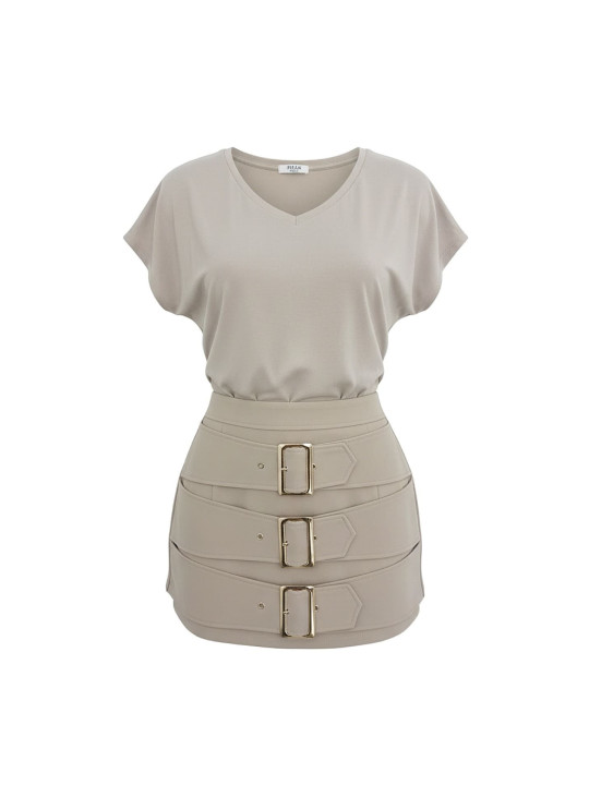 FALDA PANTALÓN HEBILLAS PREMIUM - BEIGE
