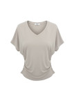 CAMISETA ESCOTE PICO ALGODÓN - BEIGE