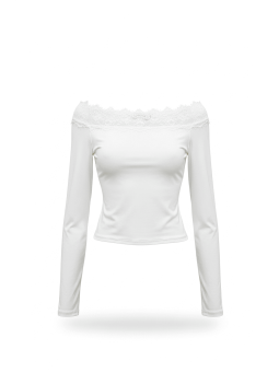 TOP ESCOTE BARCO ENCAJE - BLANCO