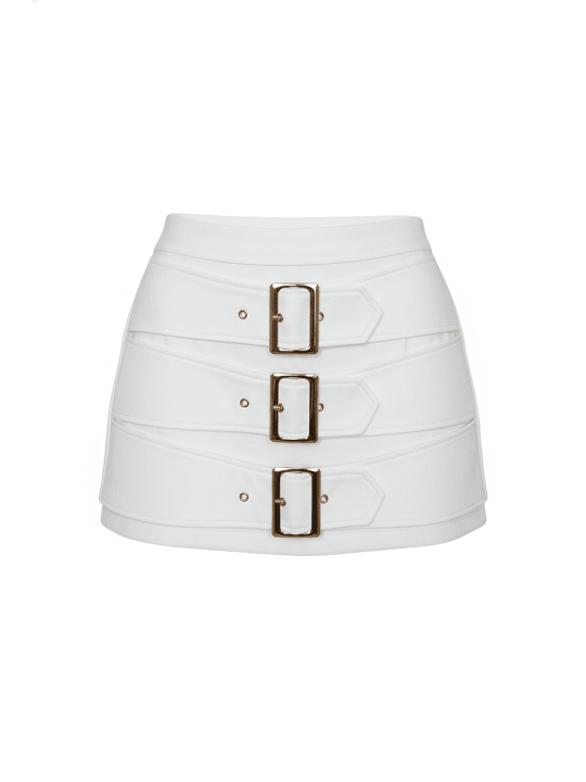 FALDA PANTALÓN HEBILLAS PREMIUM - BLANCO