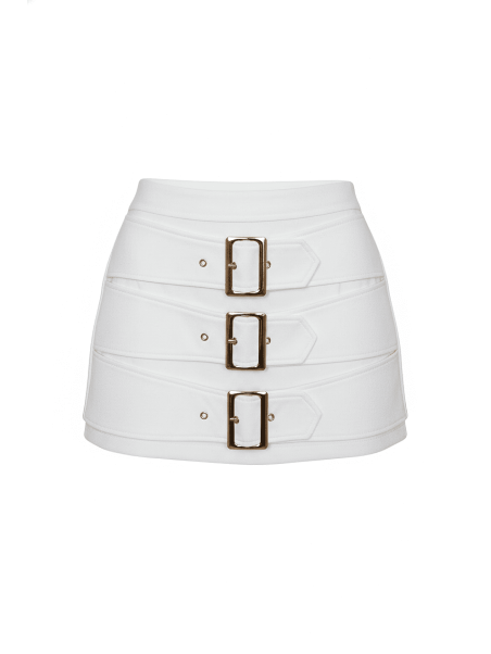 FALDA PANTALÓN HEBILLAS PREMIUM - BLANCO
