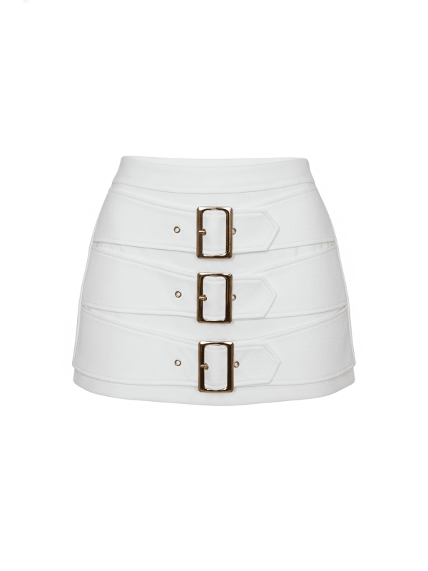 FALDA PANTALÓN HEBILLAS PREMIUM - BLANCO