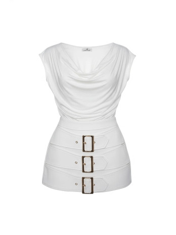 FALDA PANTALÓN HEBILLAS PREMIUM - BLANCO