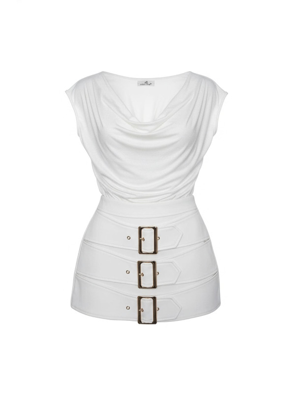 FALDA PANTALÓN HEBILLAS PREMIUM - BLANCO